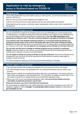 Application to Vote by Emergency Proxy in Scotland Based on COVID-19