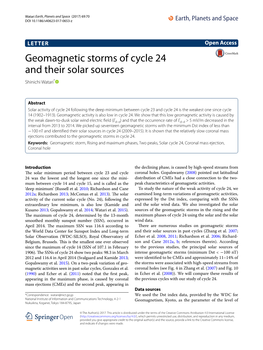 Geomagnetic Storms of Cycle 24 and Their Solar Sources Shinichi Watari*