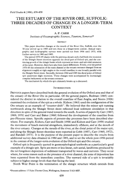 The Estuary of the River Ore, Suffolk: Three Decades of Change in a Longer-Term Context