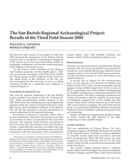 The San Bartolo Regional Archaeological Project: Results of the Third Field Season 20041