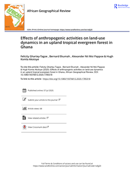 Effects of Anthropogenic Activities on Land-Use Dynamics in an Upland Tropical Evergreen Forest in Ghana