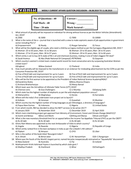 No. of Questions : 40 Full Mark : 40 Time : 20 Min Correct : ___