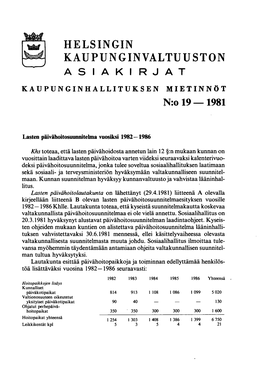 Kaupunginhallituksen Mietinnöt 1981