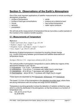 Section 5. Observations of the Earth's Atmosphere