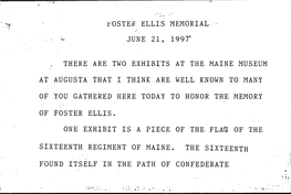 Eulogy for Foster Ellis