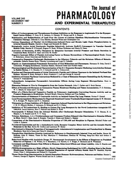 Pharmacology December 1987 and Experimental Therapeutics