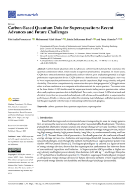 Carbon-Based Quantum Dots for Supercapacitors: Recent Advances and Future Challenges