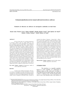 Estimated Phyllochron in Low Tunnel Cultivated Strawberry Cultivars