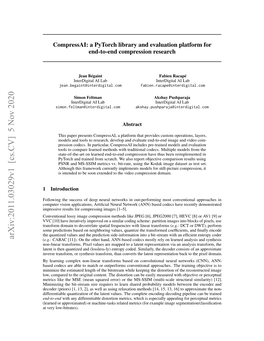 Arxiv:2011.03029V1 [Cs.CV] 5 Nov 2020 (E.G.: CABAC [11])