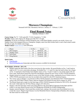 Morocco Champions Final Round Notes