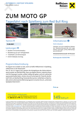ZUM MOTO GP Tagesfahrt Nach Spielberg Zum Red Bull Ring