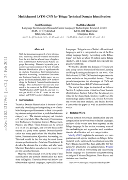 Multichannel LSTM-CNN for Telugu Technical Domain Identification