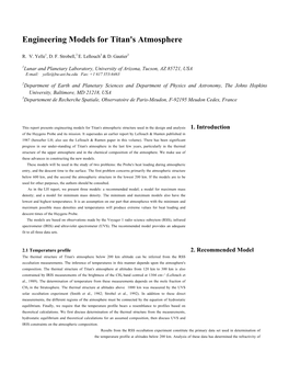 Engineering Models for Titan's Atmosphere