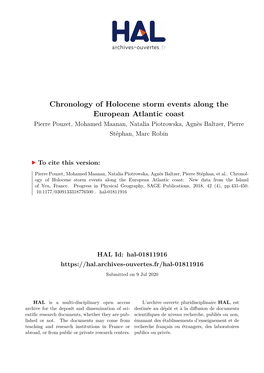 Chronology of Holocene Storm Events Along the European Atlantic Coast Pierre Pouzet, Mohamed Maanan, Natalia Piotrowska, Agnès Baltzer, Pierre Stéphan, Marc Robin