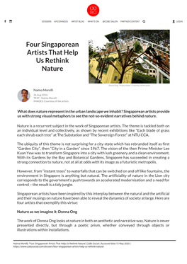 Four Singaporean Artists That Help Us Rethink Nature