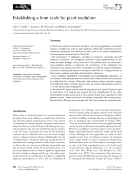 Establishing a Time-Scale for Plant Evolution