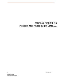 Fencing-Escrime Nb Policies and Procedures Manual