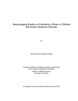 Neuroimaging Studies on Familiarity of Music in Children with Autism Spectrum Disorder