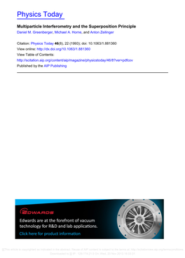 Multiparticle Interferometry and the Superposition Principle Daniel M