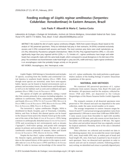 Feeding Ecology of Liophis Reginae Semilineatus (Serpentes: Colubridae: Xenodontinae) in Eastern Amazon, Brazil