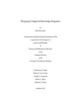 Designing Critique for Knowledge Integration