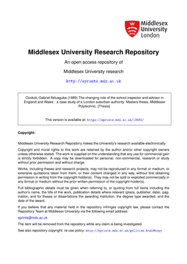 The Changing Role of the School Inspector and Advisor in England and Wales : a Case Study of a London Suburban Authority