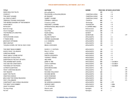 Focus Kenya Bookstall Database - July 2016