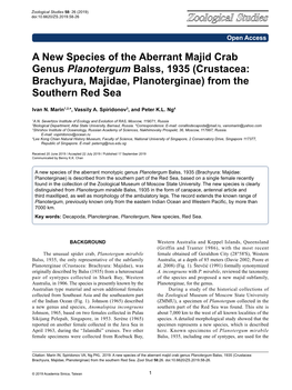 Crustacea: Brachyura, Majidae, Planoterginae) from the Southern Red Sea