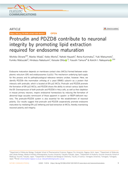 Protrudin and PDZD8 Contribute to Neuronal Integrity by Promoting Lipid