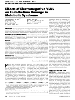 Effects of Electronegative VLDL on Endothelium Damage in Metabolic Syndrome