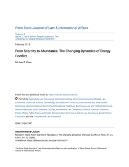 The Changing Dynamics of Energy Conflict