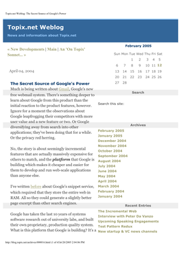 Topix.Net Weblog: the Secret Source of Google's Power