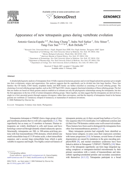 Appearance of New Tetraspanin Genes During Vertebrate Evolution