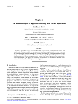 Chapter 22 100 Years of Progress in Applied Meteorology. Part I: Basic Applications