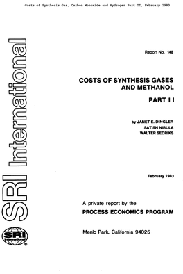 Costs of Synthesis Gas, Carbon Monoxide, and Hydrogen Part II