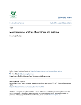 Matrix Computer Analysis of Curvilinear Grid Systems