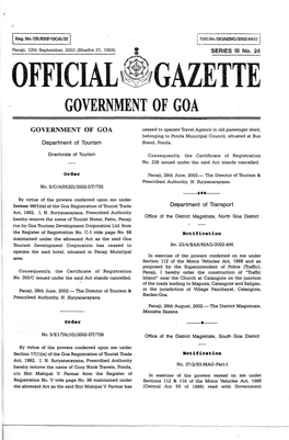 OFFICIAL~Zwgazette GOVERNMENT of GOA