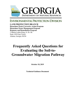 Faqs for Evaluating the Soil-To-Groundwater Pathway