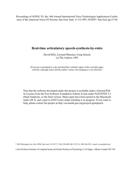 Real-Time Articulatory Speech-Synthesis-By-Rules