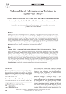 Abdominal Sacral Colpoperineopexy Technique for Vaginal Vault Prolapse