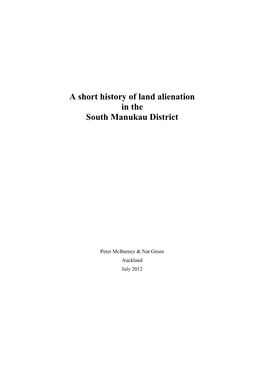 A Short History of Land Alienation in the South Manukau District