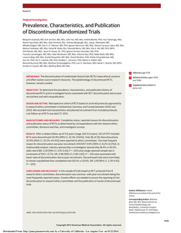 Prevalence, Characteristics, and Publication of Discontinued Randomized Trials