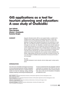 GIS Applications As a Tool for Tourism Planning and Education: a Case Study of Chalkidiki