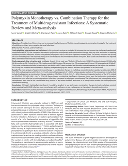 Polymyxin Monotherapy Vs. Combination Therapy for The