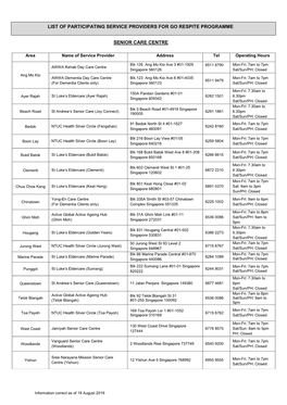 Senior Care Centre List of Participating Service
