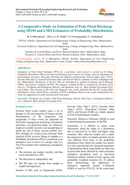 A Comparative Study on Estimation of Peak Flood Discharge Using MOM and LMO Estimators of Probability Distributions