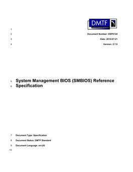 System Management BIOS (SMBIOS) Reference 6 Specification