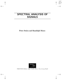 Spectral Analysis of Signals