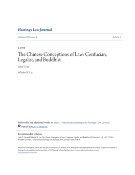 The Chinese Conceptions of Law: Confucian, Legalist, and Buddhist, 29 Hastings L.J