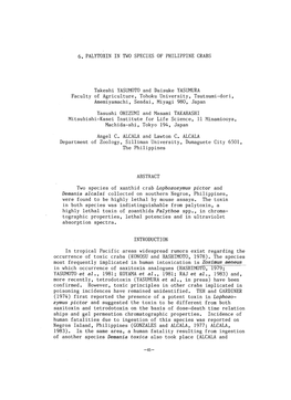 6. Palytoxin in Two Species of Philippine Crabs